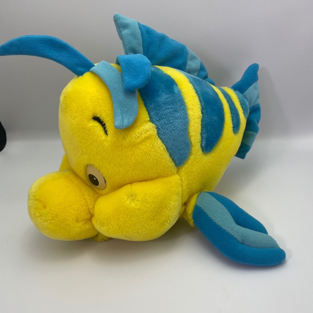 Vintage 80's 12" Disney Little Mermaid Flounder‎ Plush Disneyland Disney World